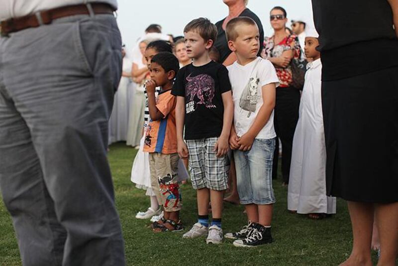 Doha, Qatar, May 29, 2012:

A cross section off Doha came out to Aspire Park today in honor of the victims who were kill in a tragic fire at the nearby Villagio mall. People from literally every community came out in an act of solidarity that could be considered rare for such a young burgeoning place that is seeking to find its identity with a large influx of foreign workers.


Lee Hoagland/The National