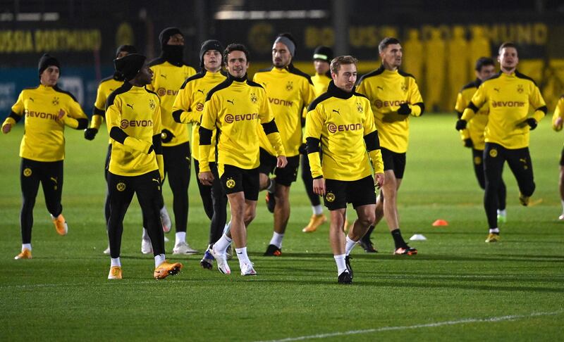 Dortmund players during training. AFP