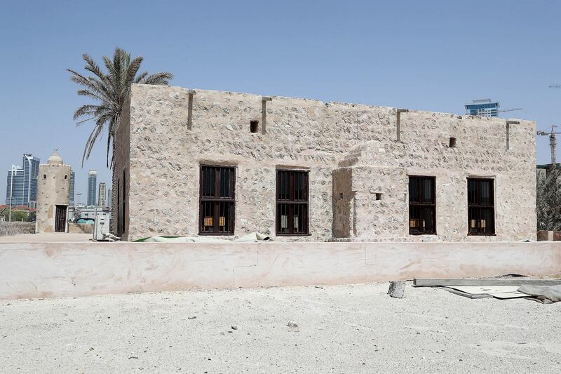 SHARJAH , UNITED ARAB EMIRATES , MAY 23 – 2018 :- Outside view of the Al Aqroubi mosque in Al Khan area in Sharjah.  ( Pawan Singh / The National )  For News. Story by Salam Al Amir