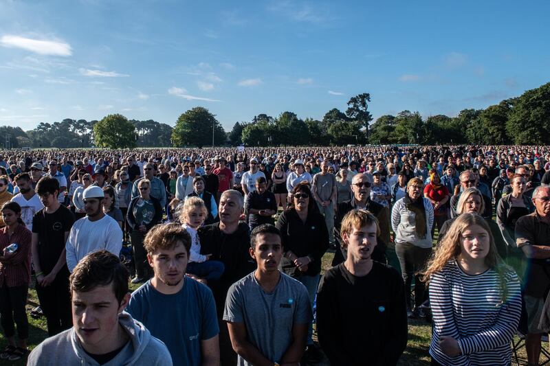People take part in a vigil to remember the victims of the Christchurch mosque attacks in Christchurch, New Zealand. Getty Images