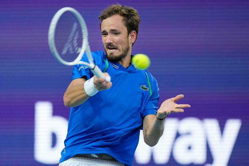 Daniil Medvedev during his straight-sets win over Roberto Carballes Baena at the Miami Open on March 25, 2023. AP