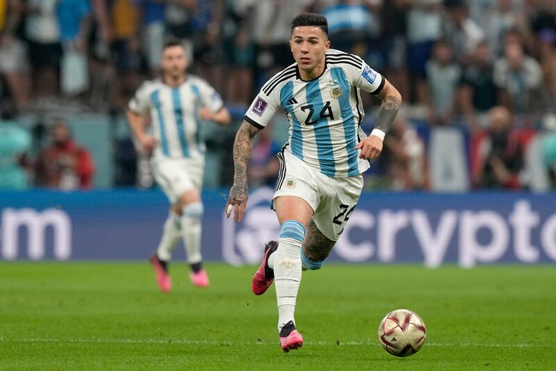 Argentina's Enzo Fernandez in action against Croatia in their World Cup semi-final match at the Lusail Stadium, on December 13, 2022. AP