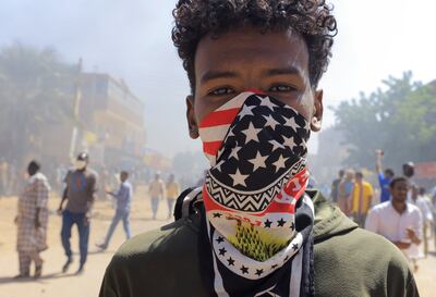An anti-military protester in Khartoum. Reuters 
