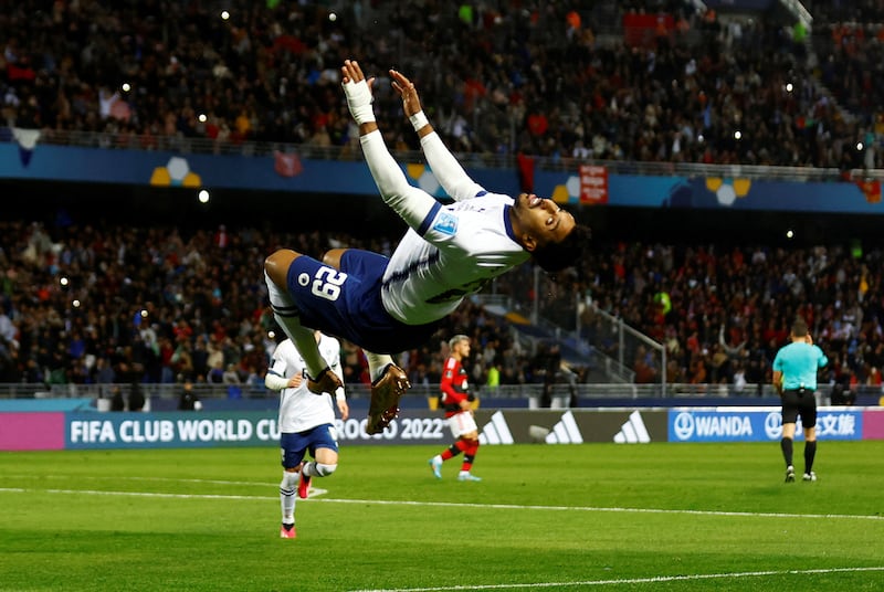 Al Hilal's Salem Al Dawsari celebrates scoring the second goal. Reuters