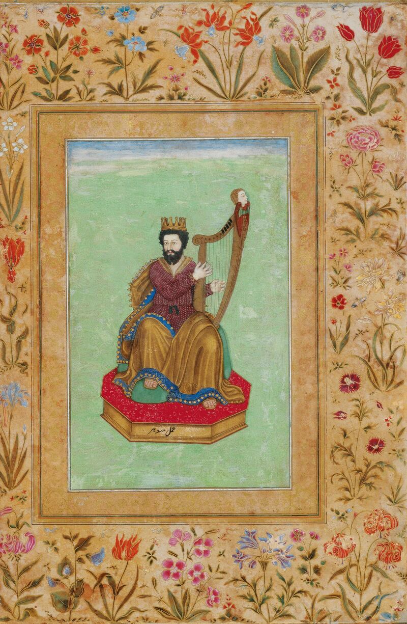 4.      ÔA painting of King David with floral border, from 17th century IndiaÕ for Flora Islamica feature by Si Hawkins for Arts & Life, May, 2013.
credit: The David Collection
