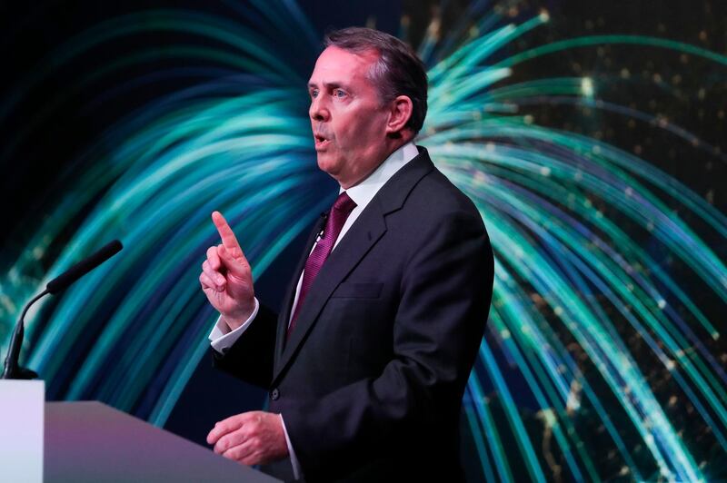 (FILES) In this file photo taken on February 27, 2018 Britain's International Trade Secretary Liam Fox gives a speech on Brexit and trade in London. Britain's chances of leaving the European Union are only "50-50" if MPs reject Prime Minister Theresa May's Brexit deal, Liam Fox, the international trade secretary warned Sunday, December 30, 2018. / AFP / Daniel LEAL-OLIVAS
