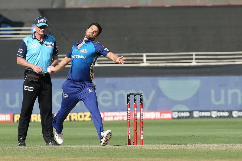 Nathan Coulter-Nile of Mumbai Indians during match 51 of season 13 of the Dream 11 Indian Premier League (IPL) between the Delhi Capitals and the Mumbai Indians held at the Dubai International Cricket Stadium, Dubai in the United Arab Emirates on the 31st October 2020.  Photo by: Ron Gaunt  / Sportzpics for BCCI