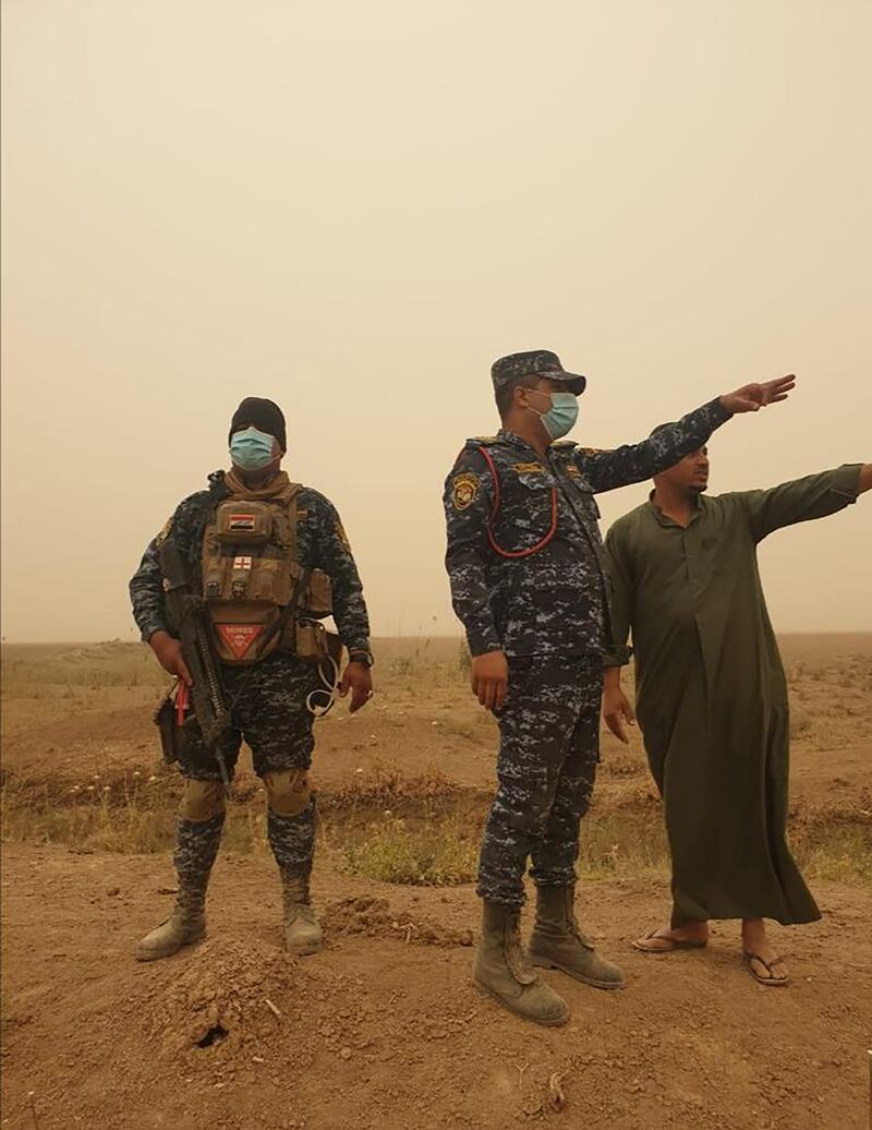 Iraqi troops patrol an area in Kirkuk, where remnants of the ISIS terrorist group are active.