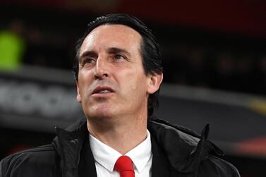  Arsenal manager Unai Emery is fighting for his future after the defeat by Eintracht Frankfurt in the Europa League. EPA