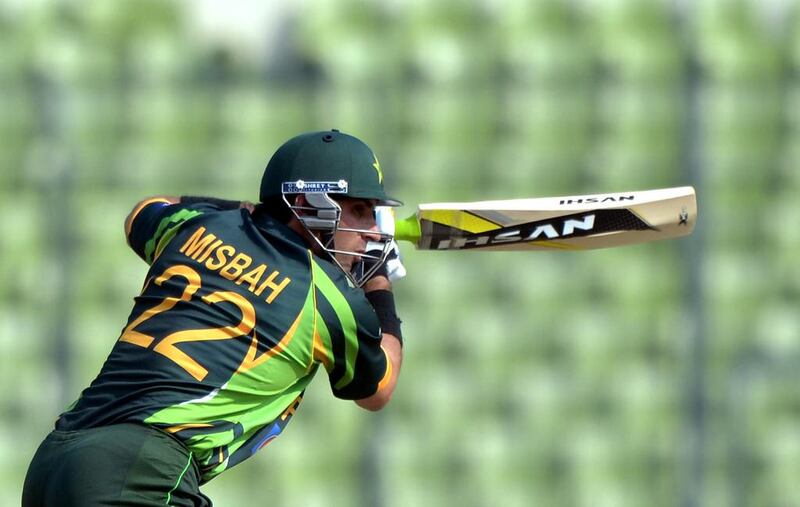 Pakistan captain Misbah-ul-Haq, pictured during the Asia Cup final against Sri Lanka at the Sher-e-Bangla National Cricket Stadium in Dhaka on March 8, 2014, says his side aim to overhaul South Africa as the world's No 1 Test side. Dibyanshu Sarkar / AFP