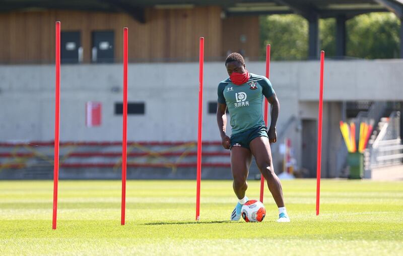 SOUTHAMPTON, ENGLAND - MAY 19: Michael Obafemi as Southampton FC players return to training following Covid-19 restrictions being relaxed, at the Staplewood Campus on May 19, 2020 in Southampton, England. (Photo by Matt Watson/Southampton FC via Getty Images)