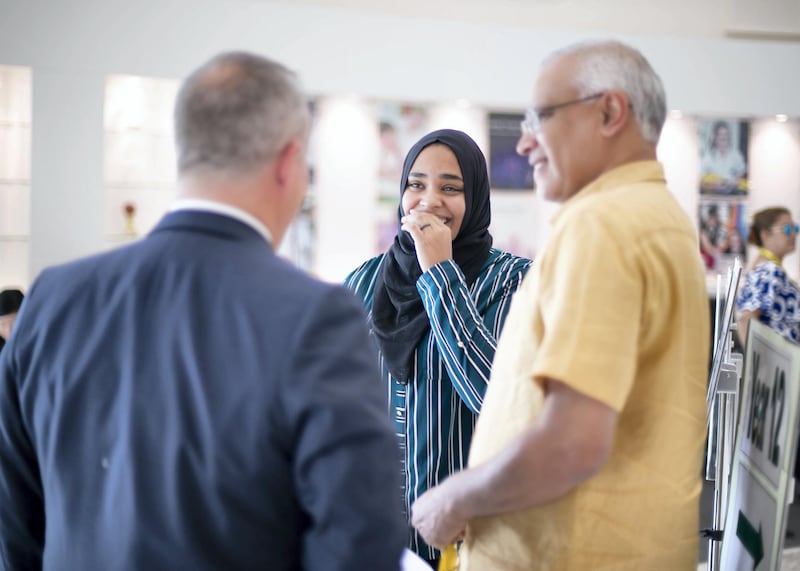 DUBAI, UNITED ARAB EMIRATES. 15 AUGUST 2019. 
Manal Riza Mohammed,18, receives her A-Level results, at Jumeirah College school.
(Photo: Reem Mohammed/The National)

Reporter:
Section: