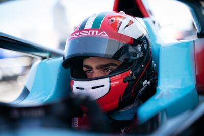 Rashid Al Daheri in his race car at his 2023 debut for Prema Racing in Imola, Italy. Photo: PREMA