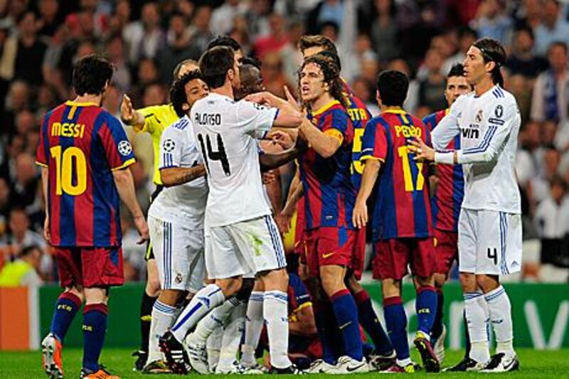 Barcelona's last three el clasico matches against Real Madrid, in white, have been marred by ill-discipline and play-acting, rather than eye-catching football.