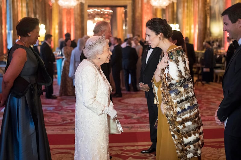 Queen Elizabeth greets Jacinda Ardern, prime minister of New Zealand, in the Blue Drawing Room at Buckingham Palace in April 2018. Getty Images