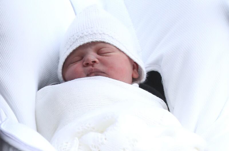 The newborn son of Prince William, Duke of Cambridge and Catherine, Duchess of Cambridge as they depart the Lindo Wing at St. Mary's Hospital on April 23, 2018 in London, England. (Chris Jackson/Getty Images)