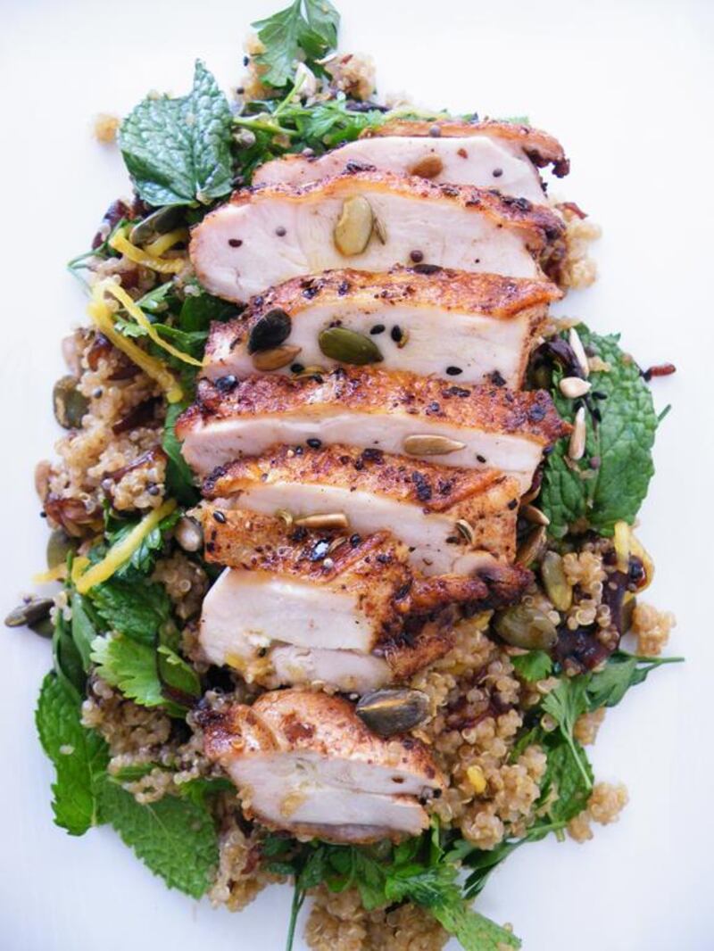 Sumac Chicken and Quinoa Salad by Adrian Bandyk, executive chef at Ghaf Kitchen. Courtesy Ghaf Kitchen