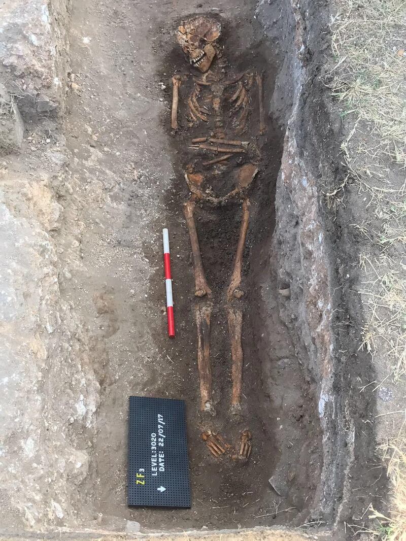 One of several burials that have been discovered inside the remains of a previously undiscovered 17th century Portuguese chapel in Stone Town, Zanzibar. The chapel lies buried beneath a later 18th century Omani fort.