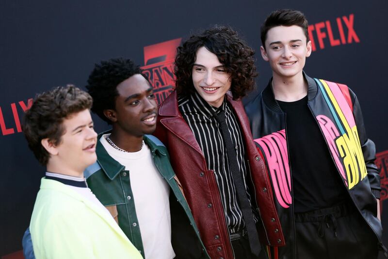 Cast members pose for photos on the red carpet prior to the premiere of 'Stranger Things: Season 3' in Santa Monica, California.  EPA