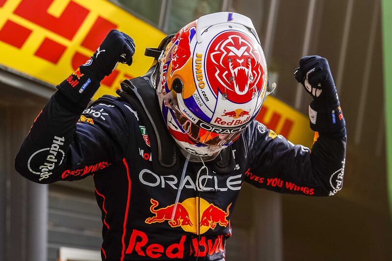 Dutch world champion Max Verstappen celebrates. EPA