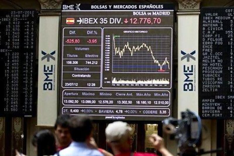 In Europe, all the major indexes were down during afternoon trading. AP Photo