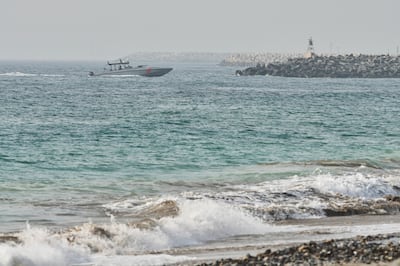 An Emirati Coastguard vessel patrols off Fujairah. AP