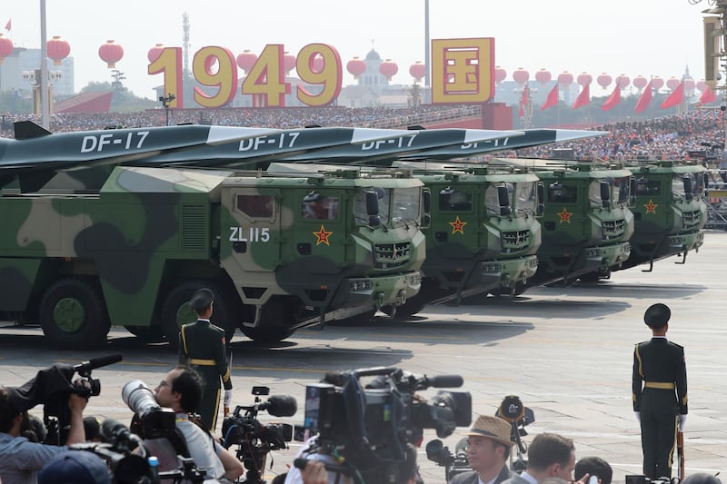 China's military has shown off a new hypersonic ballistic nuclear missile believed capable of breaching all existing anti-missile shields used by the US and its allies. AP Photo