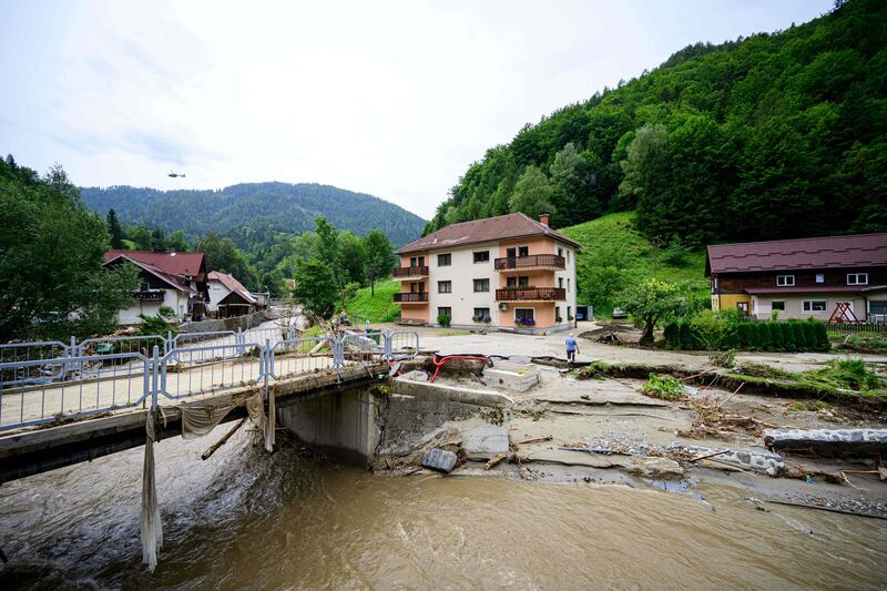The flood-hit city of Crna na Koroskem in Slovenia. AFP