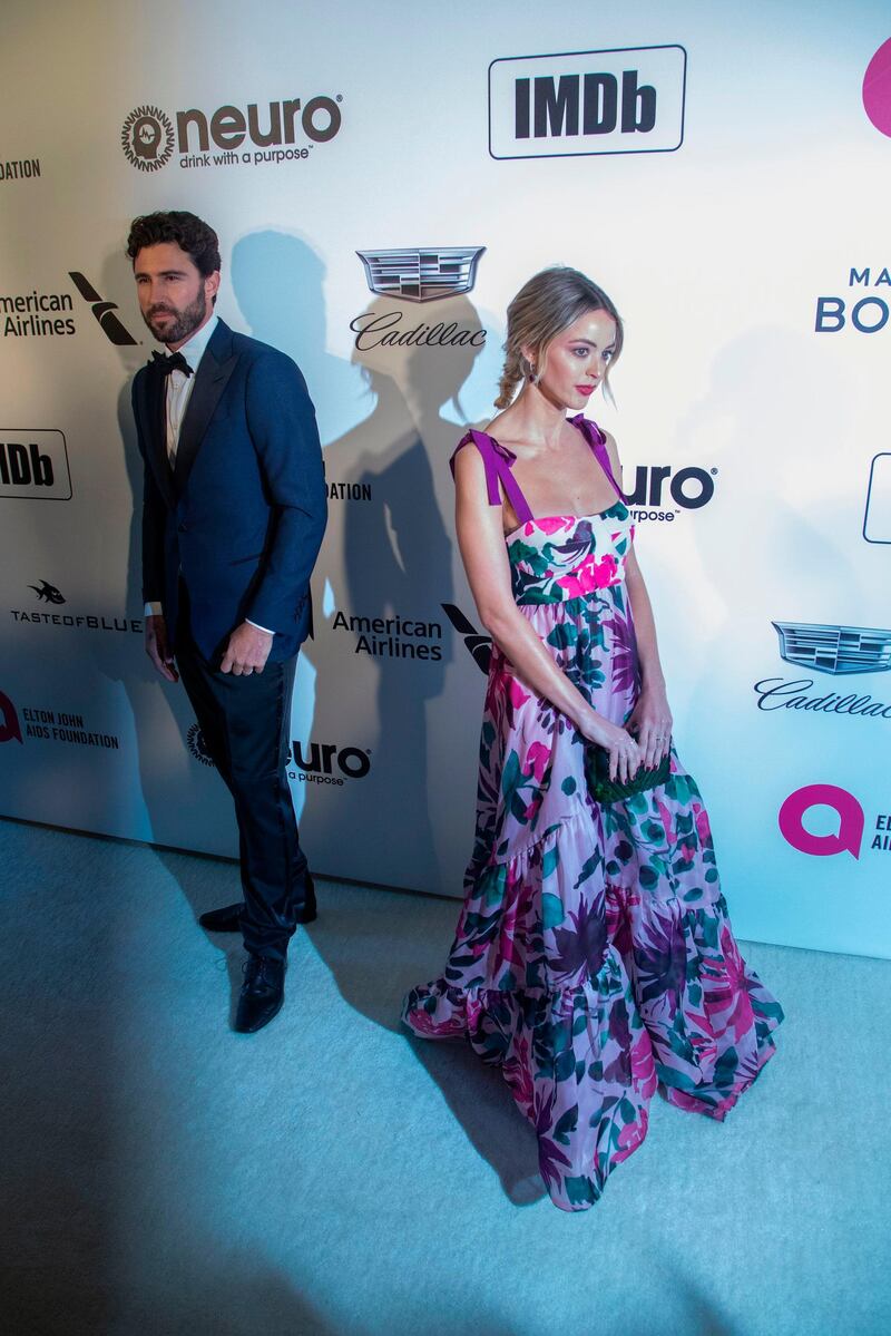 Brody Jenner and Kaitlynn Carter Jenner arrive at the 2019 Elton John AIDS Foundation Oscar Viewing Party on Sunday, February 24, 2019. AP