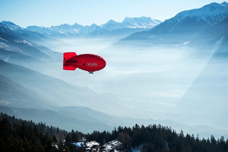A Zeppelin is seen ahead of the FIS Alpine Ski World Cup season in Crans-Montana, Switzerland. EPA