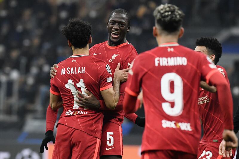 Centre-back: Ibrahima Konate (Liverpool). No less commanding than Van Dijk, the 22-year-old is still feeling his way in. He stood tall at San Siro to repel Inter. Used his strength, speed and reach to effect key interventions, helping Liverpool towards a place in the quarter-finals. AFP