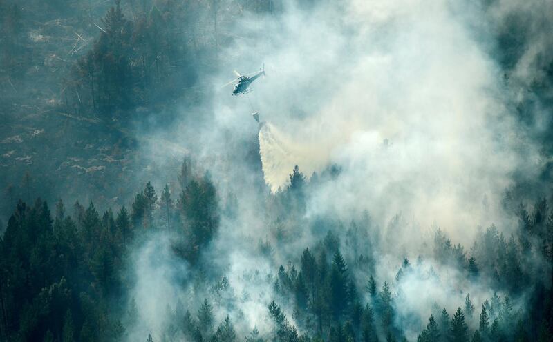 An aerial view of the wildfire outside Ljusdal, Sweden. Maja Suslin/Reuters