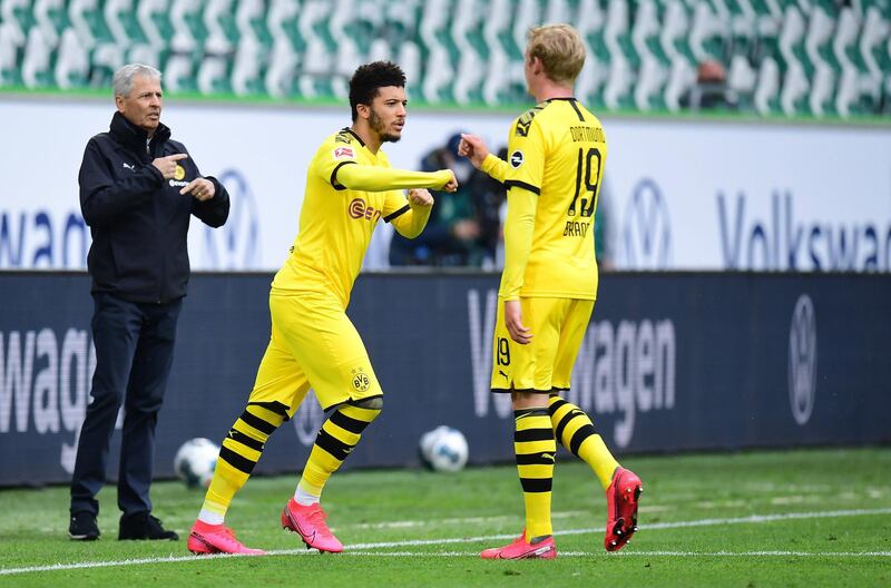 Jadon Sancho replaces Julian Brandt during Borussia Dortmund's game against Wolfsburg. PA Wire