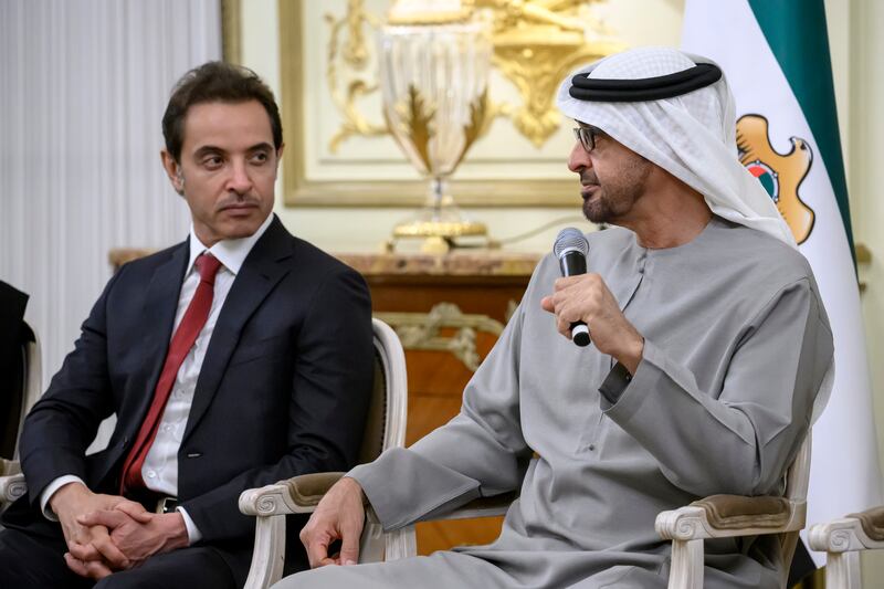 Sheikh Mohamed and Sheikh Hazza bin Zayed, left.