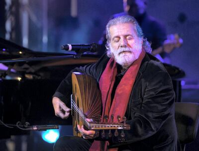 Abu Dhabi, United Arab Emirates- Marcel Khalife performing at Hay Festival at Atrium, Manaarat Saadiyat.  Leslie Pableo for The National