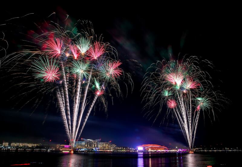 Fireworks in the night sky over Yas Island. Victor Besa / The National