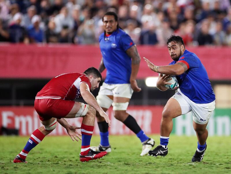 2 Ray Niuia (Samoa)
Entered the fray as a 32nd minute replacement against Russia, after the starting hooker suffered a head injury. He quickly helped settle Samoa, and set up a try with a deft no-look pass. Getty Images