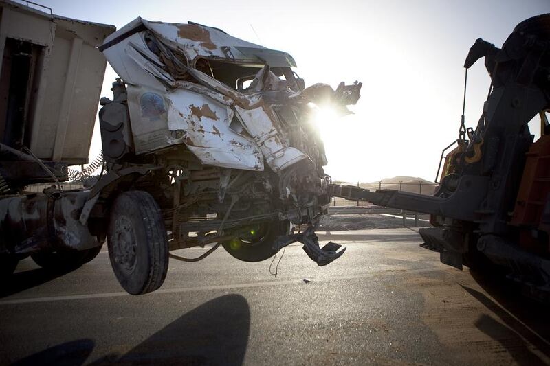 Last year, 40 lorry crashes resulted in 49 deaths, compared to 29 fatalities caused by 25 accidents in 2015. Silvia Razgova / The National