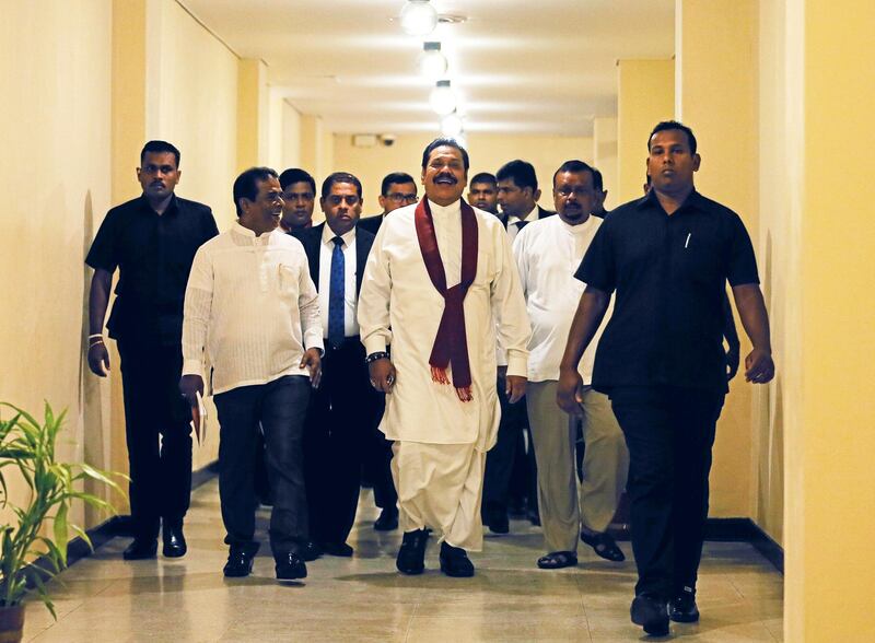 Sri Lanka's newly appointed Prime Minister Mahinda Rajapaksa arrives at the parliament in Colombo, Sri Lanka November 29, 2018. REUTERS/Dinuka Liyanawatte