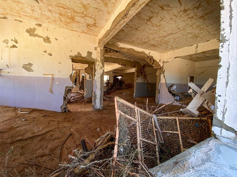 A school damaged by the floods in Derna. Reuters