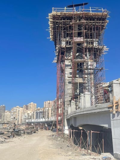 A bridge pile under construction on Alexandria’s beachfront. It is part of a new state project designed to reduce congestion in one of the city's busiest districts but is proving divisive. Photo: Egypt's Council of Ministers