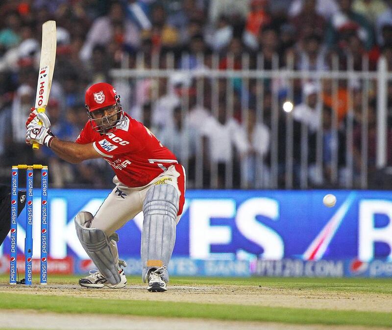 Virender Sehwag tallied 122 runs for Kings XI Punjab in a play-off victory over Chennai Super Kings on Friday night. Jeffrey E Biteng / The National


