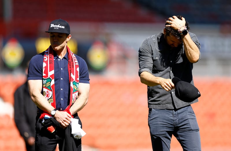 Reynolds and McElhenney after a match. The pair say they've fallen head over heels in love with football. Reuters