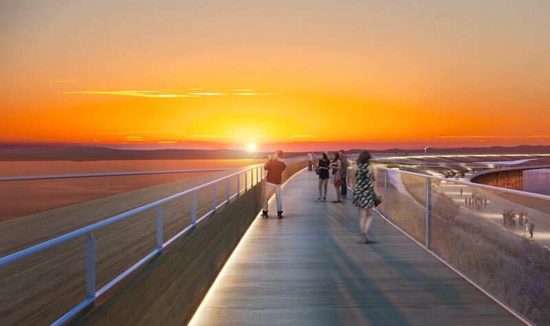 Visitors will be able to walk a couple of kilometres across the wooden roof that will have observation decks from which to watch the sun set in the evenings