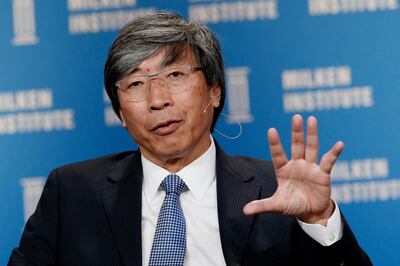 Patrick Soon-Shiong, founder and chief executive officer of NantHealth, speaks during the annual Milken Institute Global Conference in Beverly Hills, California, U.S., on Monday, April 27, 2015. The conference brings together hundreds of chief executive officers, senior government officials and leading figures in the global capital markets for discussions on social, political and economic challenges. Photographer: Patrick T. Fallon/Bloomberg *** Local Caption *** Patrick Soon-Shiong