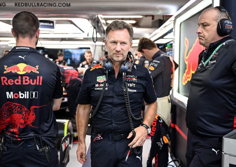 Red Bull Racing's team chief Christian Horner before a practice session ahead of the Singapore Grand Prix on October 1, 2022. AFP