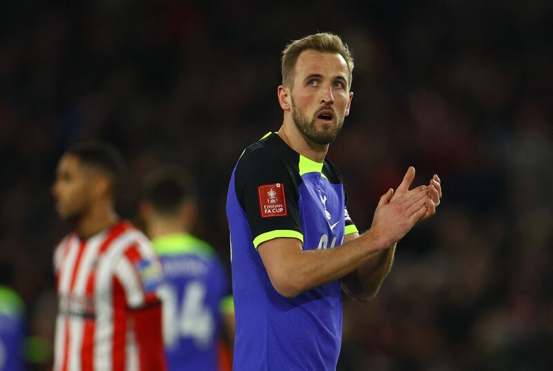 Tottenham Hotspur's Harry Kane looks dejected after the 1-0 defeat to Sheffield United at Bramall Lane on March 1, 2023. PA