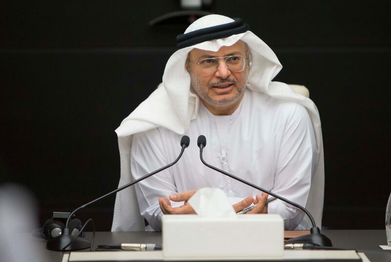 DUBAI, UNITED ARAB EMIRATES - Anwar Gargash, Minister of State for Foreign Affairs speaking at the Foreign Minister in Dubai. Ruel Pableo for The National