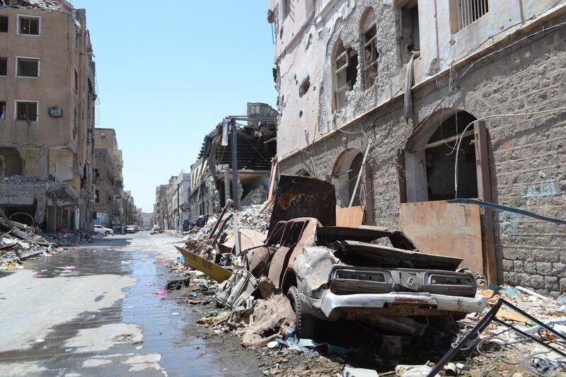 Nearly half of all the buildings in the city have been severely damaged, said Hasan Al Aqrabi, who heads Aden’s construction and roads authority.