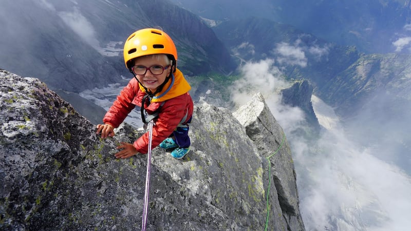 **Sent under embargo, no use before 14.00pm BST August 3 2020**
Jackson Houlding on his three day trip to climb Piz Badile. See SWNS story SWPLclimb; A toddler and his seven-year-old sister have smashed records to become the youngest mountain climbers to scale a massive 10,000ft peak and were given a reward - of Haribo. Freya Houlding, seven, and three-year-old Jackson were literally following in their professional climber father's footsteps as he led them up Piz Badile on the border of Switzerland and Italy. Dad Leo Houlding, 40, spends his working life climbing some of the most dangerous and most remote mountains on earth, and his wife, 41-year-old Jessica, a GP, is an avid climber too. And now Freya has become the youngest person to climb the mountain unaided, and Jackson the youngest person to get to the top - 153 years to the day since the peak was first climbed. Jackon says he enjoyed his climb - and the sweets he got as a well done.